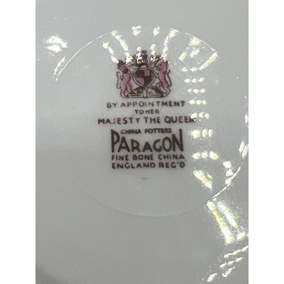 Paragon By Appointment Majesty The Queen Tea Cup Saucer Set Gold & Blue Rare - Picture 8 of 9